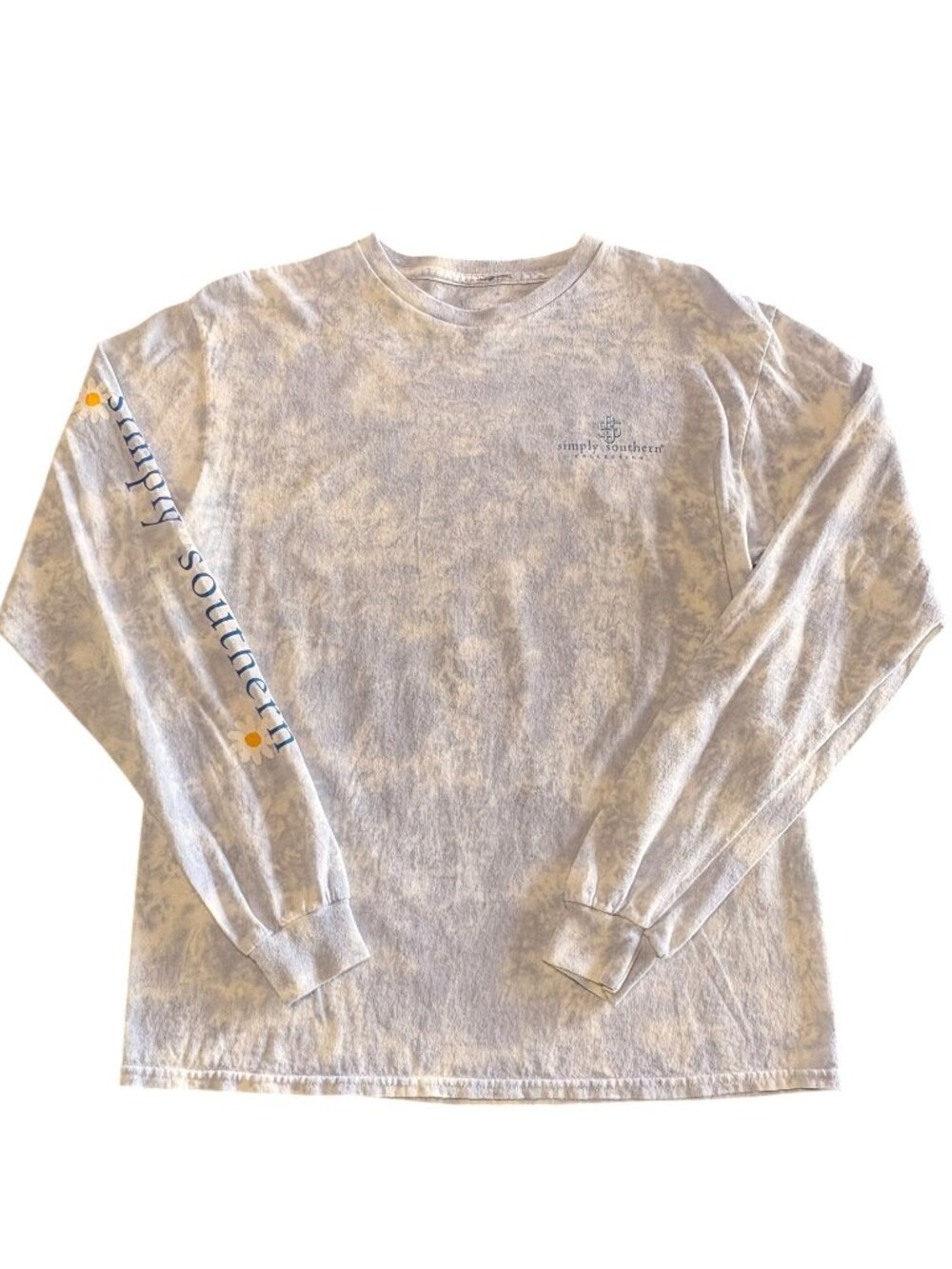 Simply Southern Blue Tie-Dye Blue Jean Baby Long Sleeve T-Shirt Womens Medium